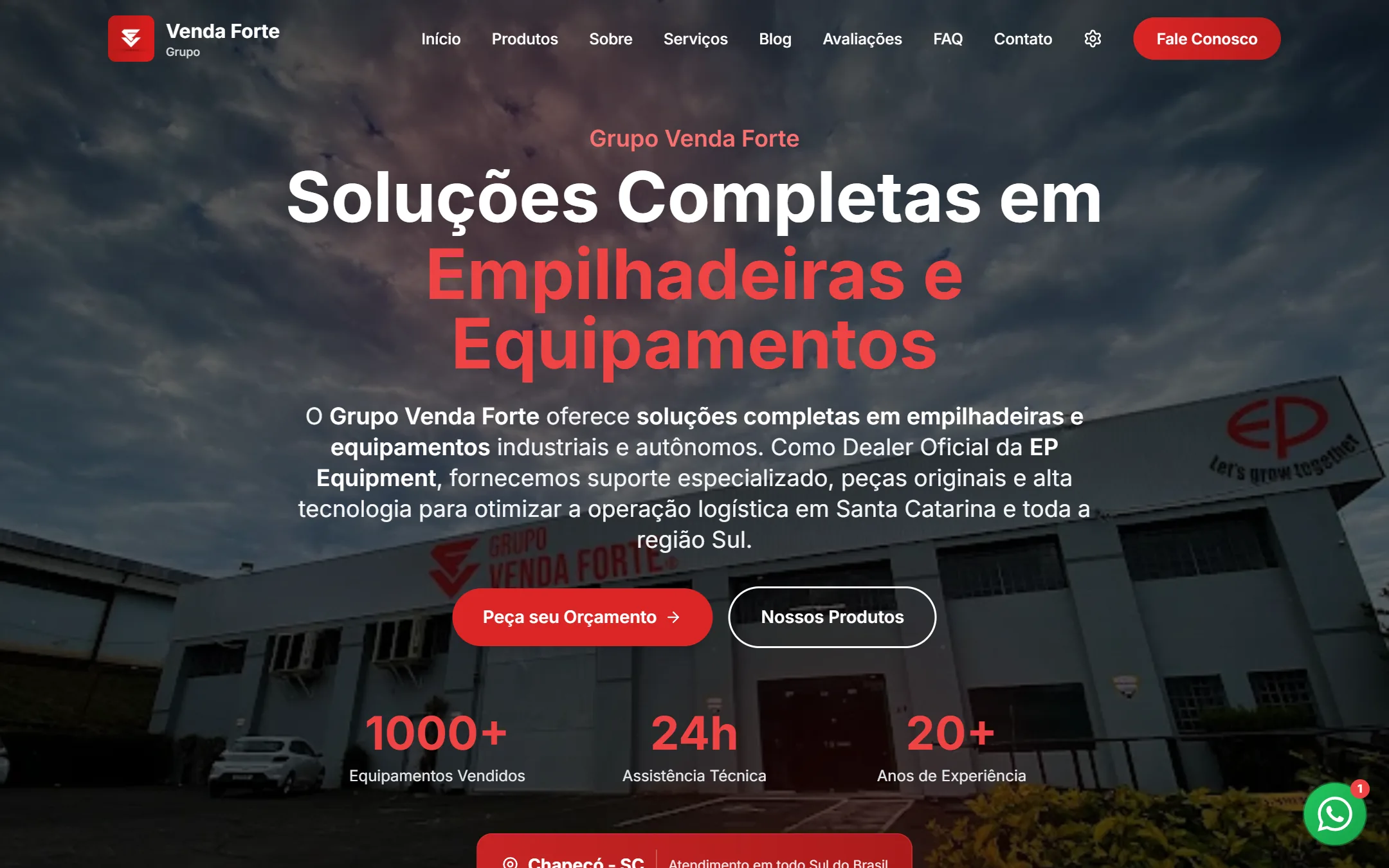 Página inicial do site do Grupo Venda Forte